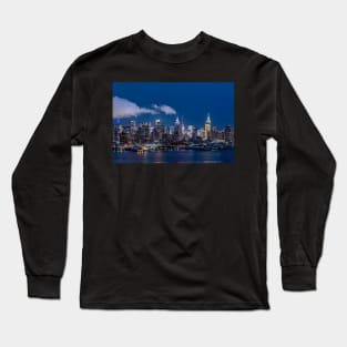 New York Skyline at Night Long Sleeve T-Shirt